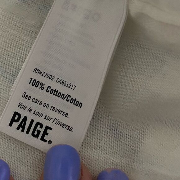 PAIGE Ari White and Light Blue Cotton Dress large - Picture 11 of 11